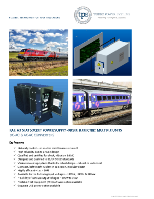 AT SEAT POWER SUPPLY DIESEL AND ELECTRIC MULTIPLE UNITS